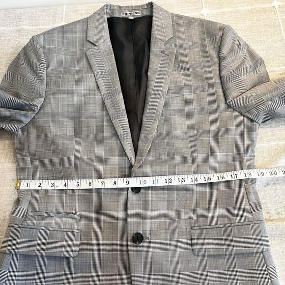 Express Photographer Blazer Black & White Plaid Wool Blend Men’s Fitted 40S - Picture 8 of 12